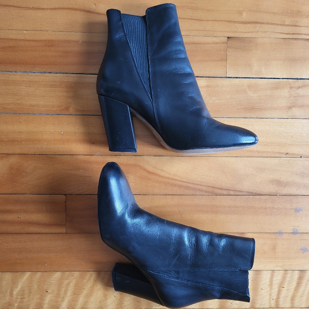 Black leather chelsea ankle boots